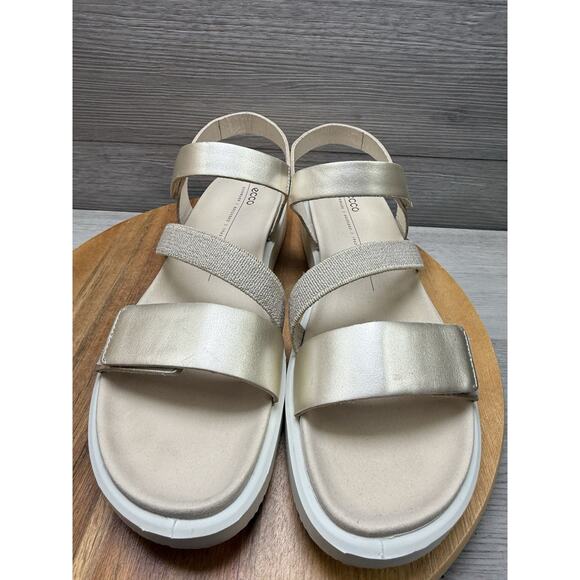 Ecco Women's Flowt 2 Leather Banded Nude Sandals -EU 43 - Picture 2 of 7